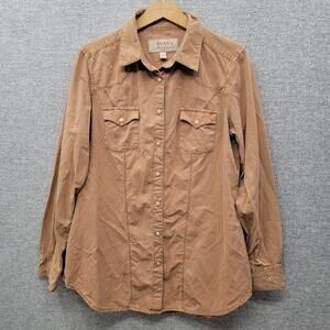 RYAN MICHAEL WOMENS WESTERN SHIRT, SIZE L, CAMEL